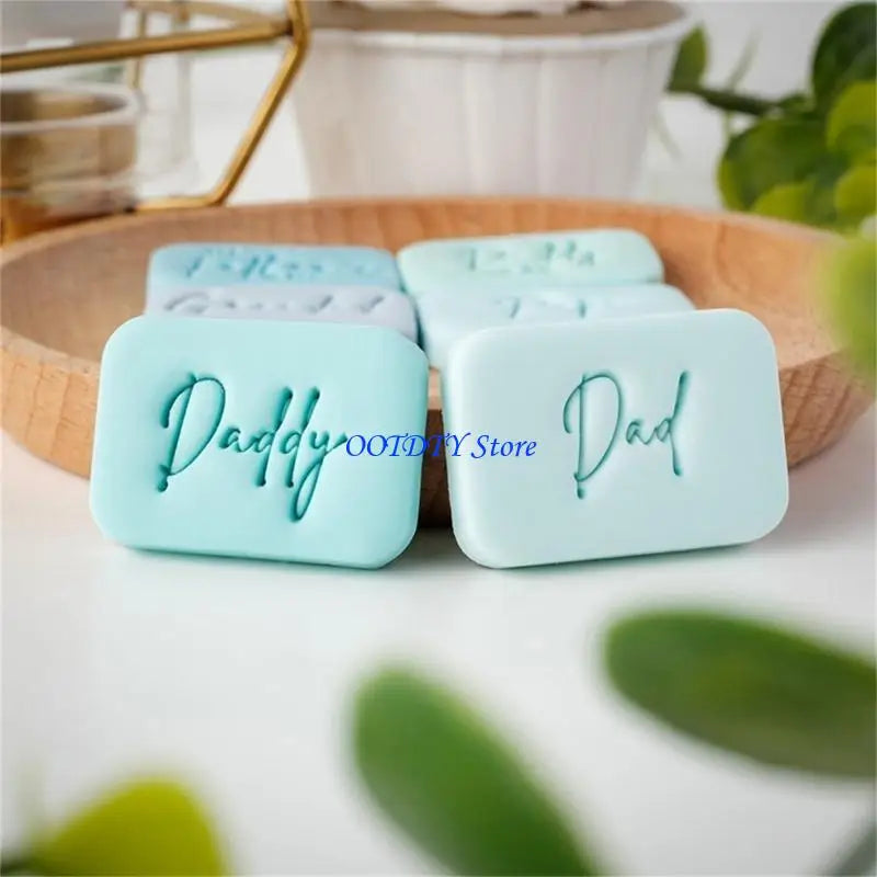 367A Father' Day Fondant Cookie Press Stamp Dad Birthday Cookie Cutters Baking Tools