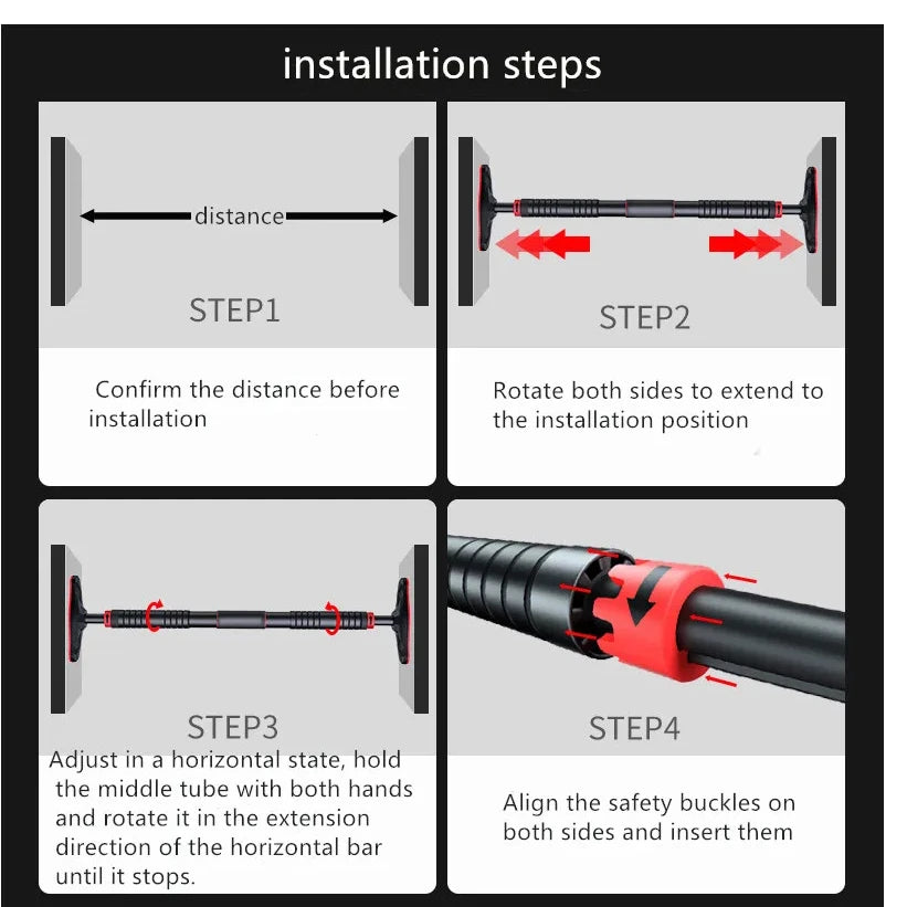 Large Door Horizontal Bar Steel Adjustable Training Bars For Home Sport Workout Pull Up Arm Training Sit Up Bar Fitness Equipmen