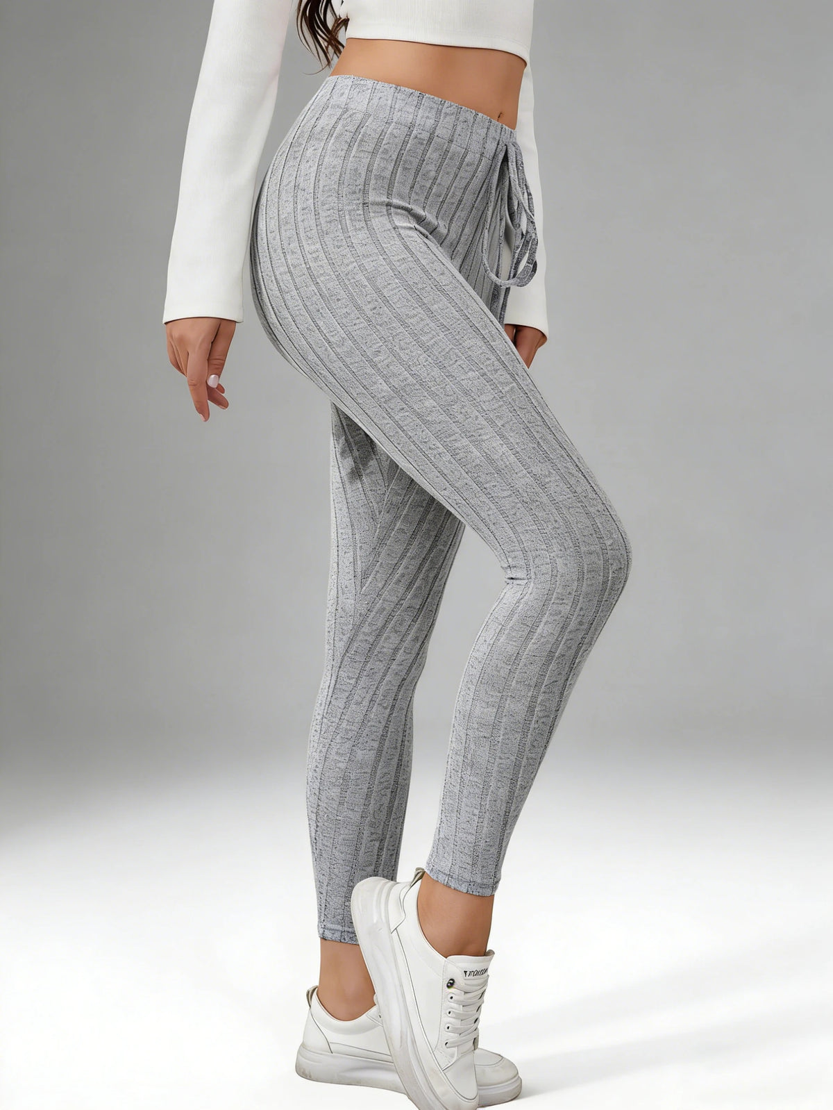 Women's Spring Casual Every Day Stretchy Leggings Solid Color Sports Pants with Elastic Waist Comfortable Stylish Casual Wear