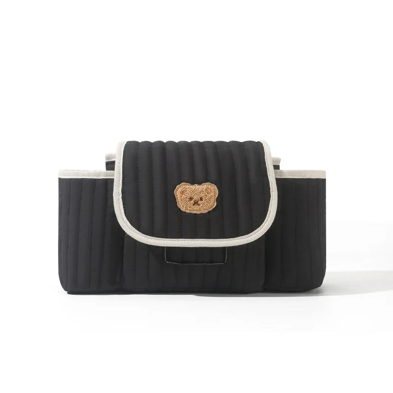 Baby Stroller Accessories Bag Slanted Hanging Bag Cartoon Mommy Bear Cosmetics Bag Kids Car Storage Basket Baby Walking Artifact
