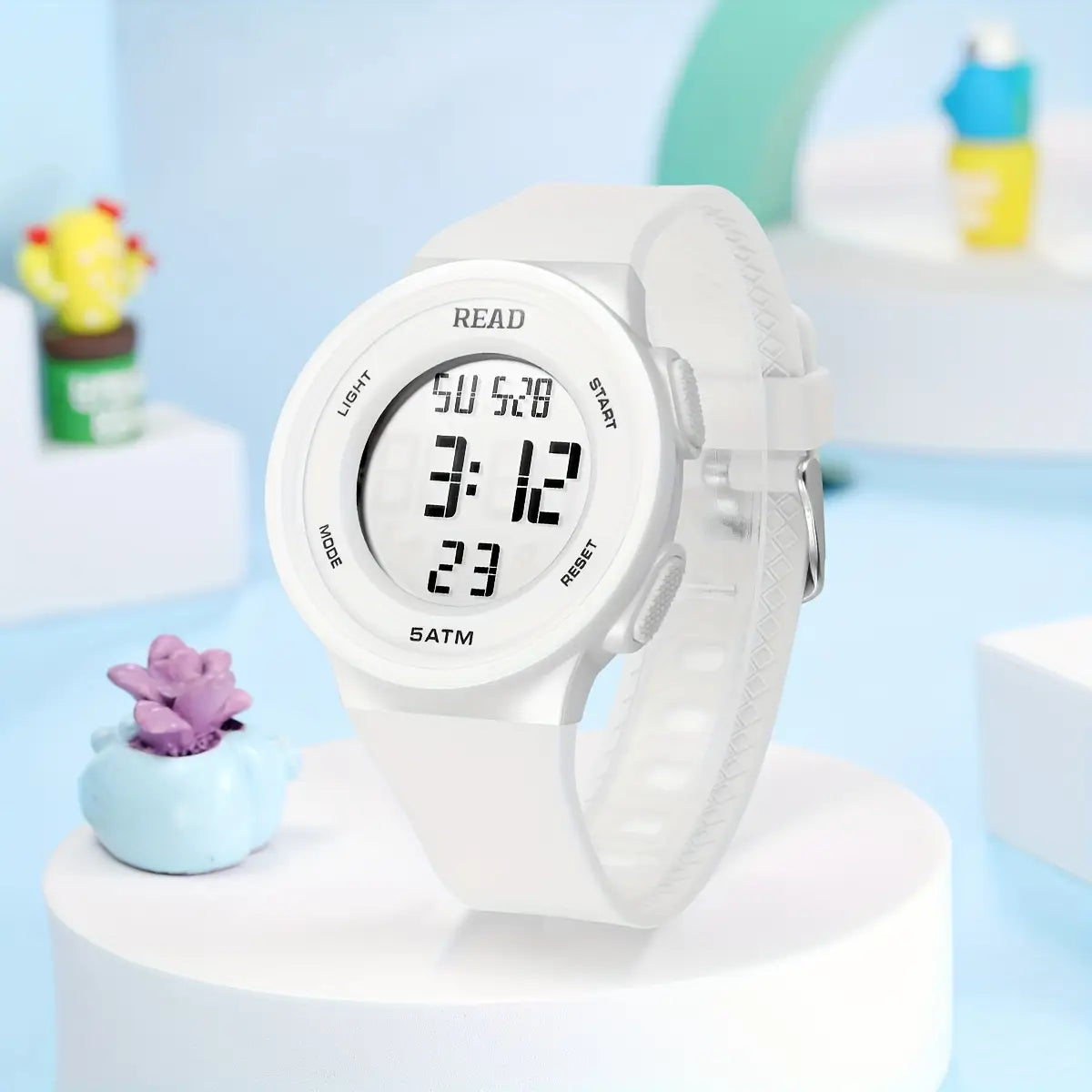 White led digital sports watch for women with a sleek minimalist design and soft silicone strap is a waterproof fitness timepiece.