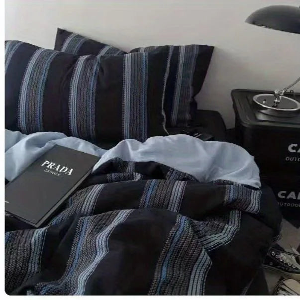 Bed Linen 2 Bedroom Four-piece Washed-cotton Bed Sheets Pillowcases Comforter Bedding Set Student Dormitory Three-piece Cover