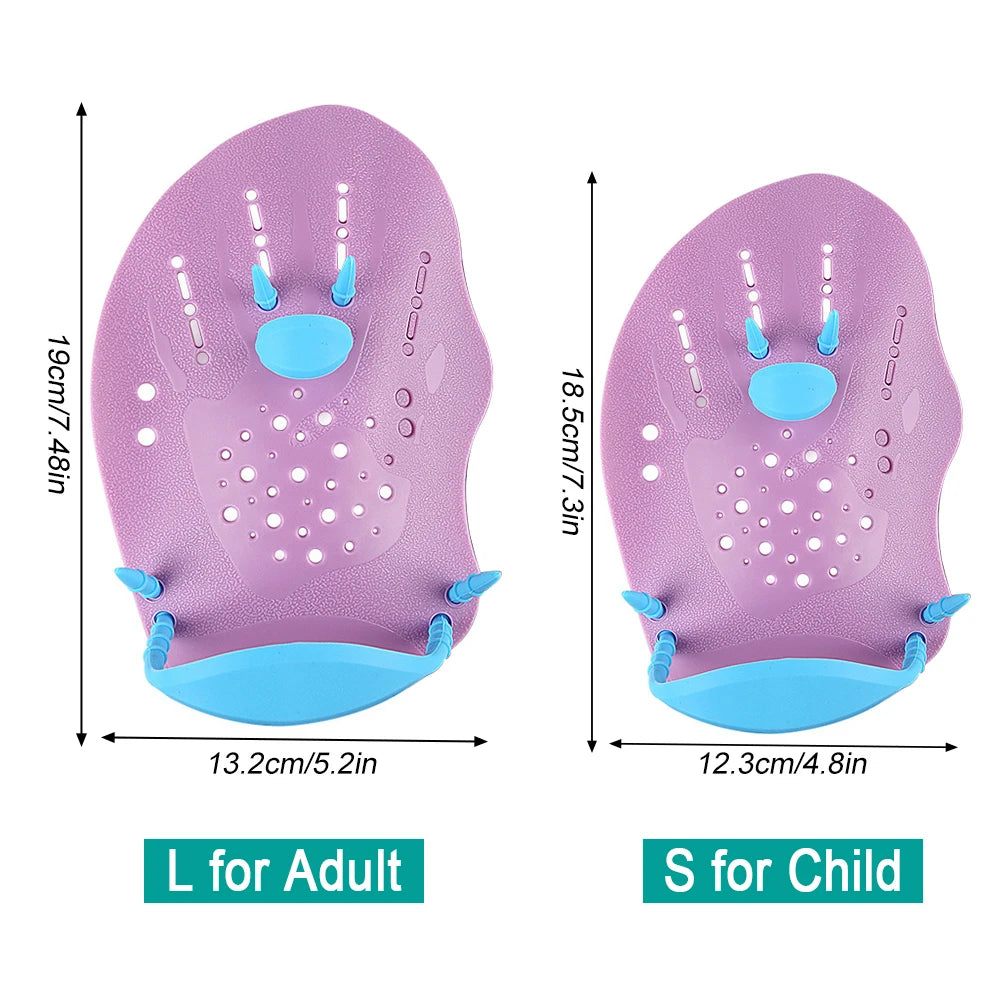 1 Pair Adjustable Swim Hand Paddles, Swimming Training Hand Fins Flippers for Adults & Kids Lap Pool Workout Accessories