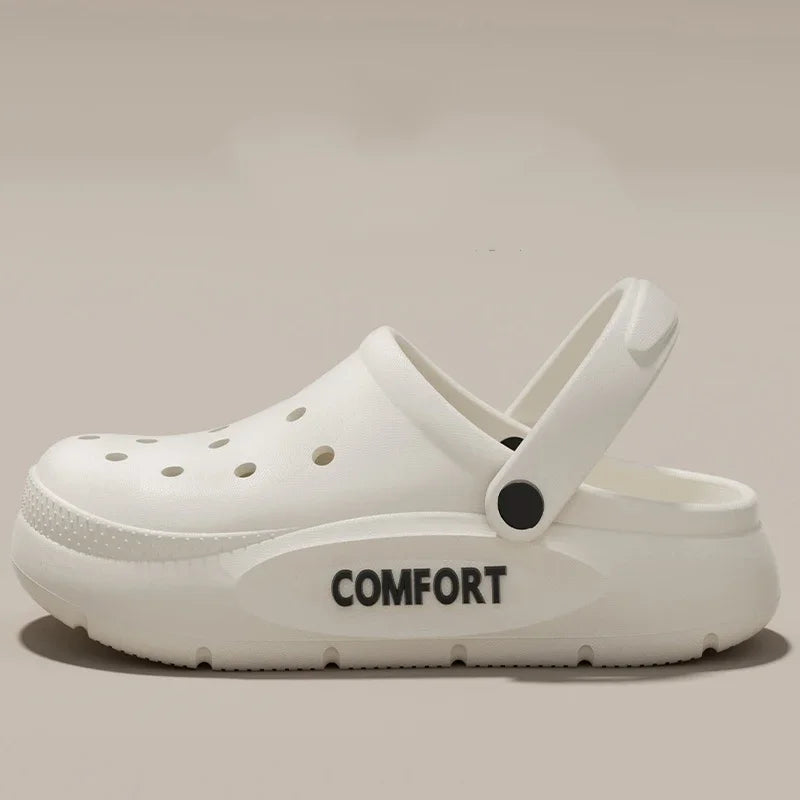 Women's Men's Slippers Summer Anti-Slip Couple Hollow Covered Toe Indoor Outdoor Casual Thick Bottom Sandals for Home Adults
