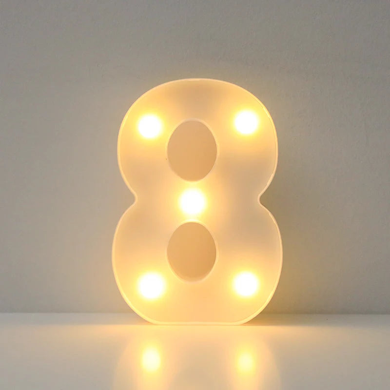 Alphabet LED Letter Lights Luminous Number Lamp Battery Night Light for Wedding Birthday Christmas Party  Home Decoration