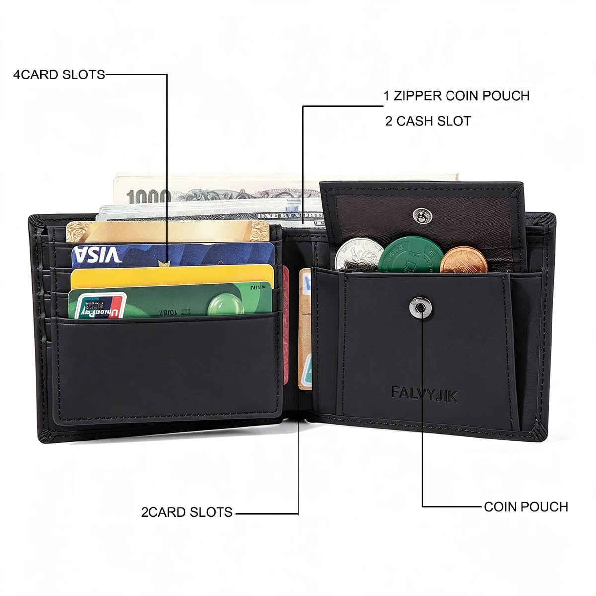 Men's Leather Wallet RFID Cowhide Genuine Leather Wallet Multi-Function Credit Card Holder