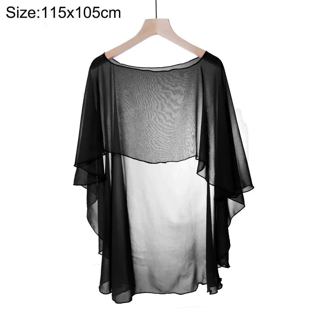 New Fashion Soft Wedding Capes Long Solid Color Chiffon Shrug Sunscreen Wraps Womens Ladies