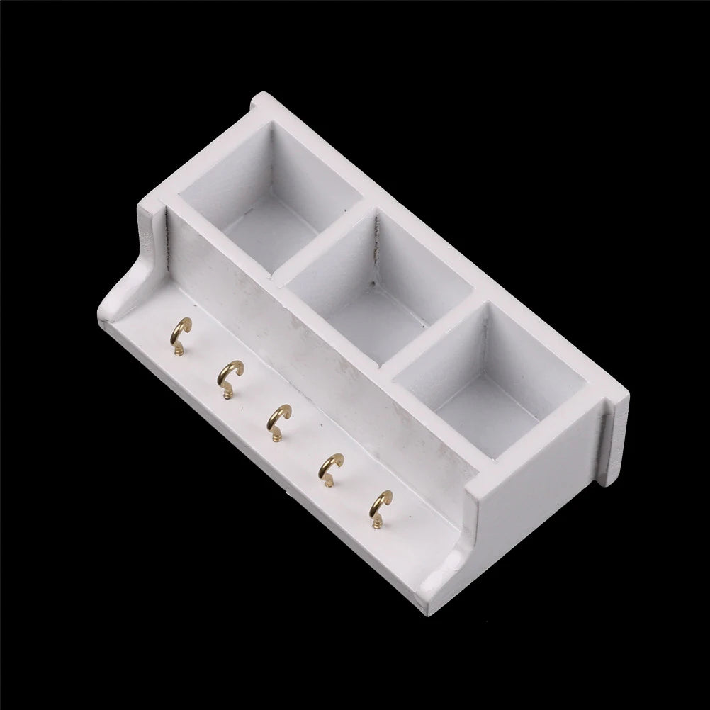 1/12 Dollhouse Miniature Wood White Wall Rack Model Kitchen Furniture Accessories For Doll House Decor Kids Pretend Play Toys