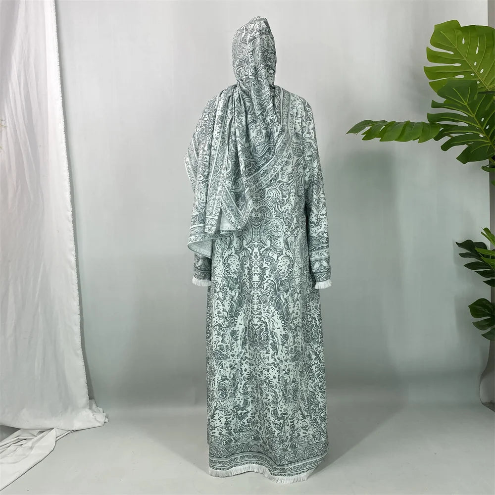 New Fashion Dubai Muslim Women Modest Dress Elegant Arabic Femme Hijab African Tassel Abaya Islamic Long Sleeve Turkey Robe