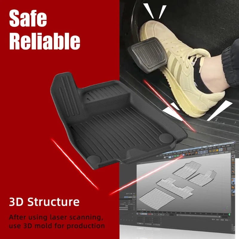 Black 3d molded tpe car floor mat with textured ridges and contours for a precise fit designed for aion hyper ht 2023 seat back.