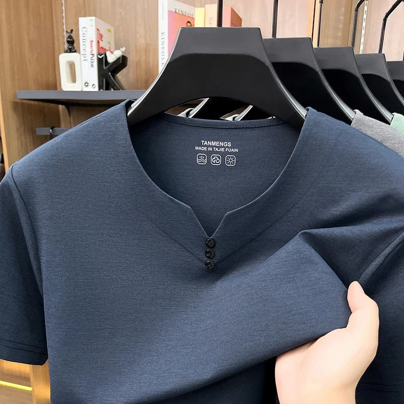Mens Henley Neck T Shirts Short Sleeve Casual Soft Breathable Comfortable Fashion Tops for Men Daily Wear Summer Streetwear