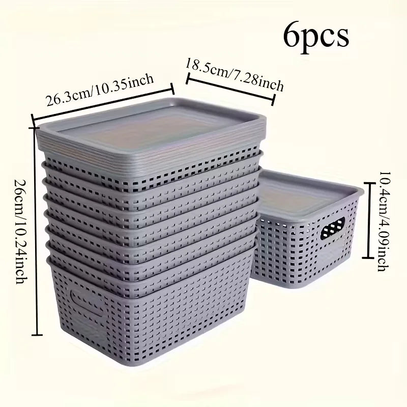 6 Stackable Storage Boxes with Lids, Space Saving Storage Rack Container, Suitable for Home Office, Bedroom Perfect for Home Use