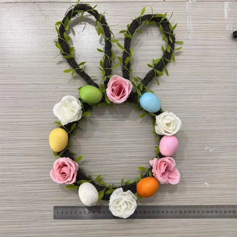 Easter Wreath for Festival Home DecorationPlastic and Fabric Fade Resistant Garland for Door Wall Window B03E