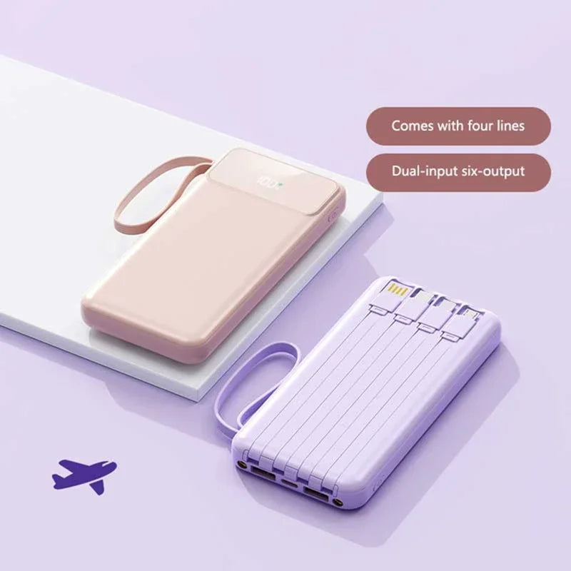 50000mAh 4in1 Power Bank With Built-in Cable Large-capacity Compact And Portable Power Bank for Xiaomi iPhone 17Promax Huawei