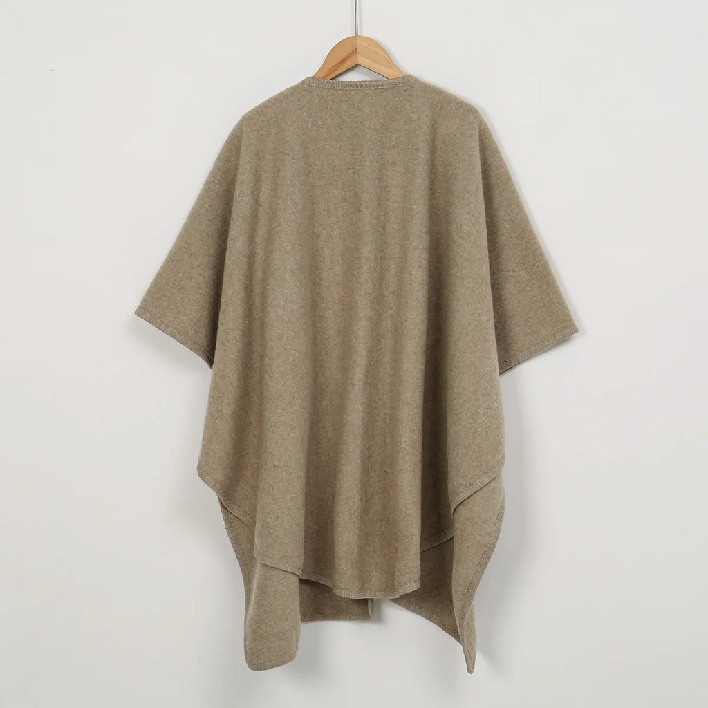 Women's Warm Shawl Wrap Solid Color Half Sleeve Poncho Women Faux Knitted Wool Cardigan Coat Ladies Elegant Loose Cape Shawl