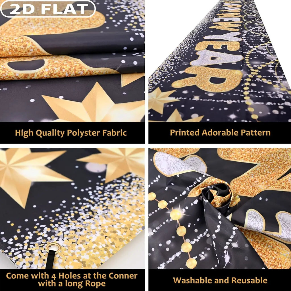 2D FLAT 1pc Happy New Year Studio Props Polyester Banner 2026 - New Year Yard Sign For NYE Decorations 2026 | New Years Decor