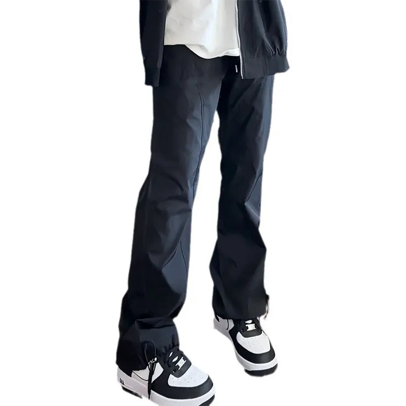 American Casual Pants for Men in Autumn Winter Plus Velvet Logging Straight Pants Loose Versatile Pants
