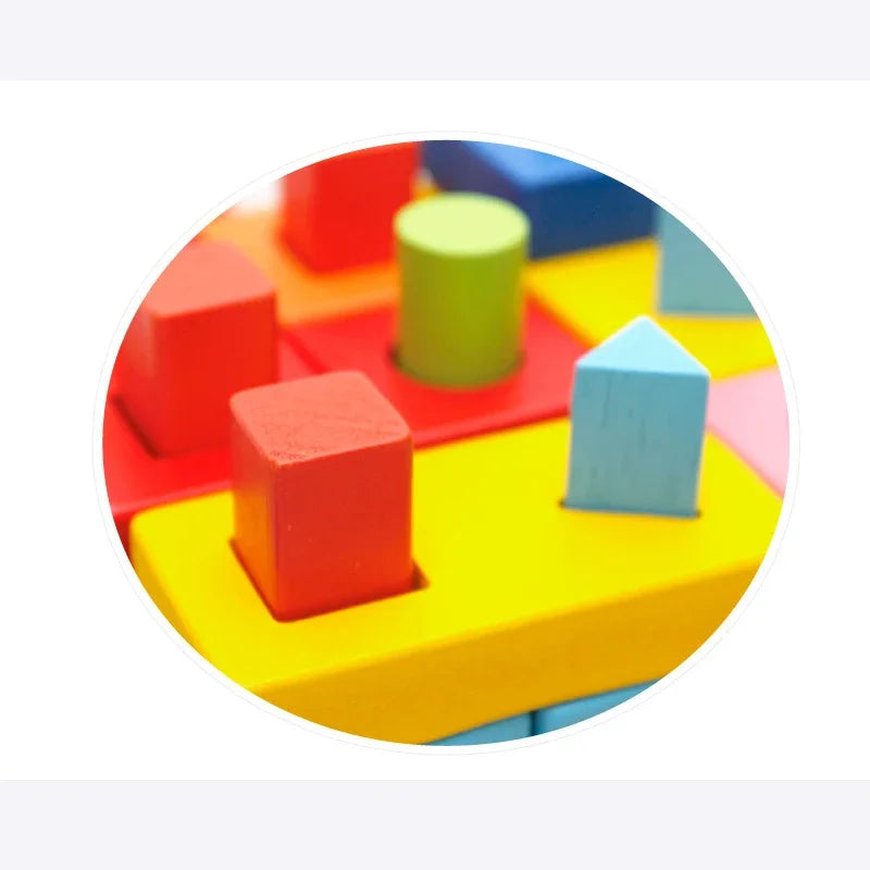 Baby Toys Geometric Wooden Blocks Shape Assembled Board Montessori Teaching Leaning Education Building Chopping Block Match Toy