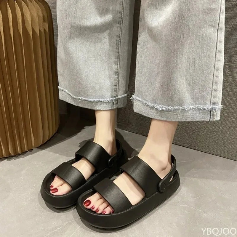 New Slippers Casual Breathable comfortable Sandals for Women Home Slippers With Snaps Non-slip Platform Beach Shoes Fashion