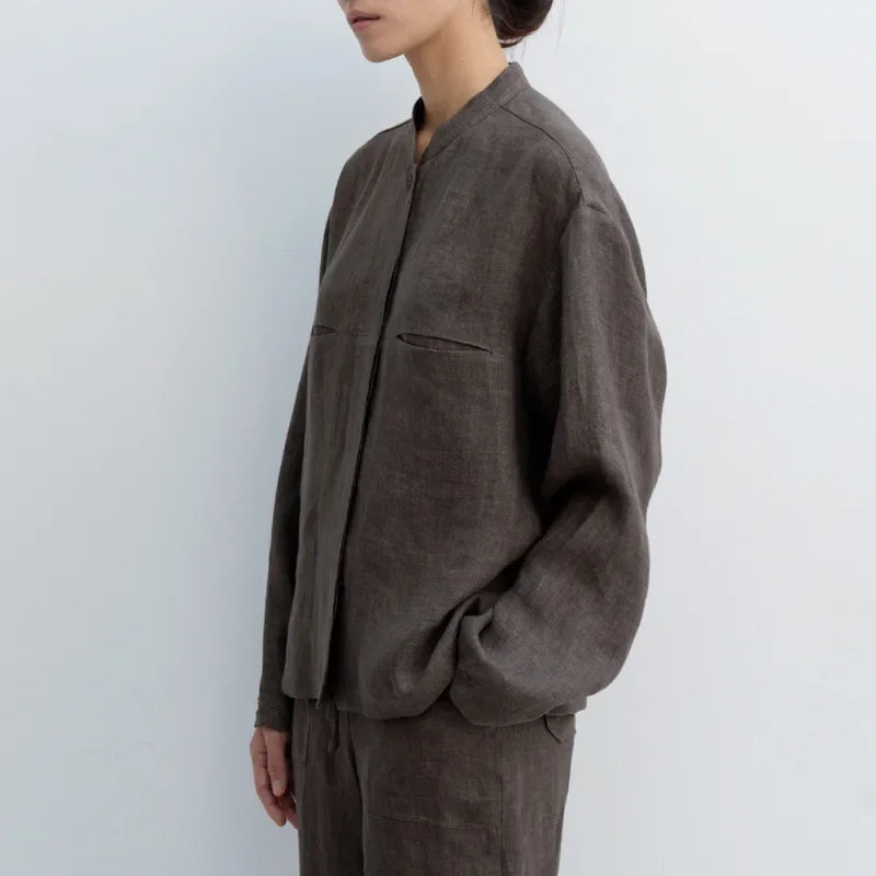 Chic 100% Linen Elegant Women Blouses Casual Loose Long Sleeve Button Up Shirts  Harajuku Oversized Shirt Camisas De Mujer