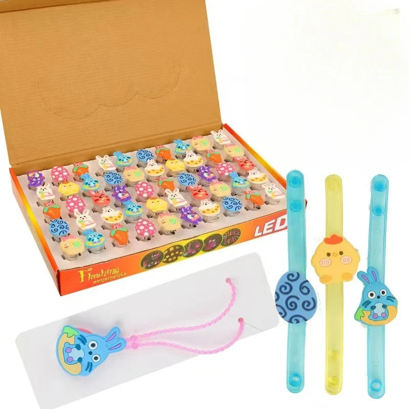 Easter LED Light Up Ring Necklaces Bracelets Easter Party favors of  Basket Stuffers Egg Fillers Glow In The Dark Party Supplies