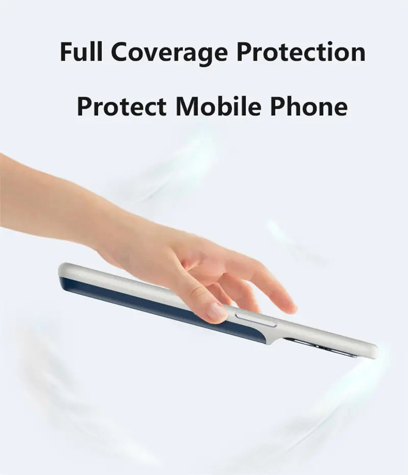 iPhoneシリーズ用の洗練されたツートンのバッテリーチャージャーケースで、シルバーメタリック仕上げと、背面側から確認できるネイビーブルーのアクセントをエッジに沿って施しています。