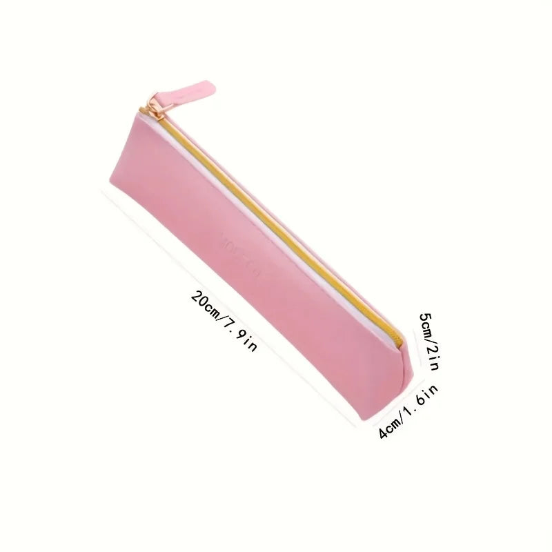 1Pc PU Leather Large Capacity Pencil Case, Multifunctional Stationery Storage Bag for Office Supplies, Student Organizer Pouch