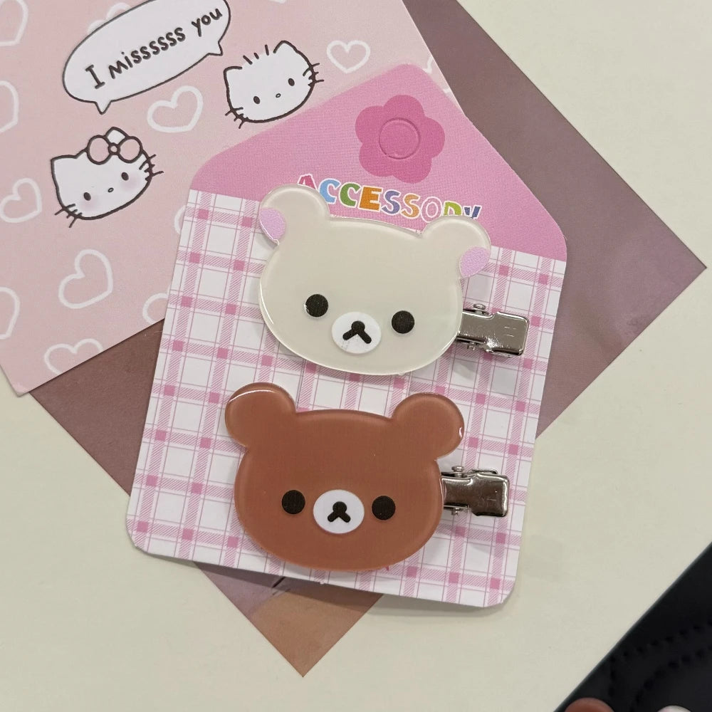 Rilakkuma Korilakkuma Hair Clips Anime Bear Head Cute Hair Pins and Clips Headwear Kawaii Hair Accessories for Women Girls