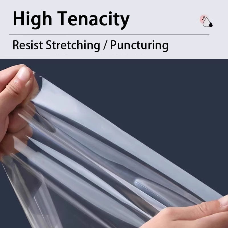transparent high-tenacity plastic sheet with smooth texture and slight sheen used for food vacuum sealer rolls 500cm storage bags designed for vacuum sealer food preservation