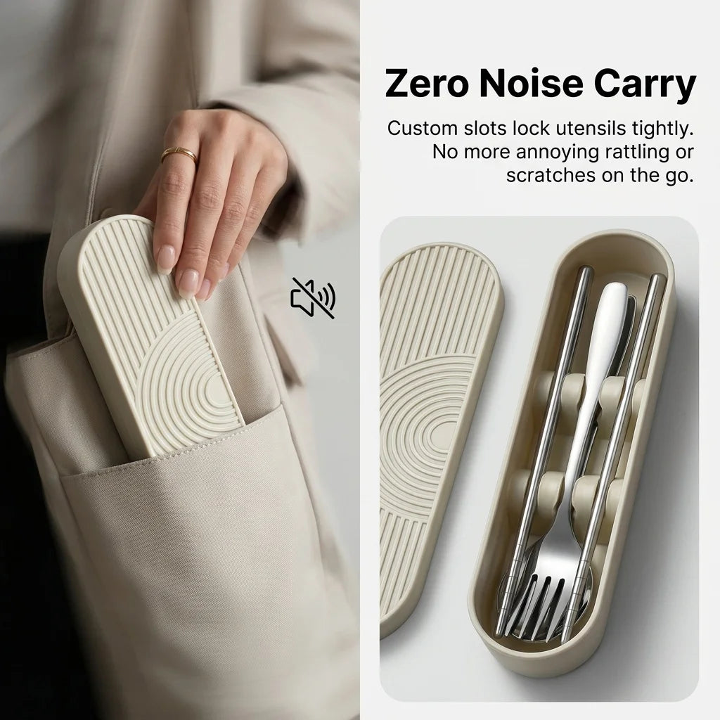 Stainless Steel Cutlery Set Spoons and Forks Set With Organizer Portable Chopsticks Silverware Travel Tableware Office Lunch