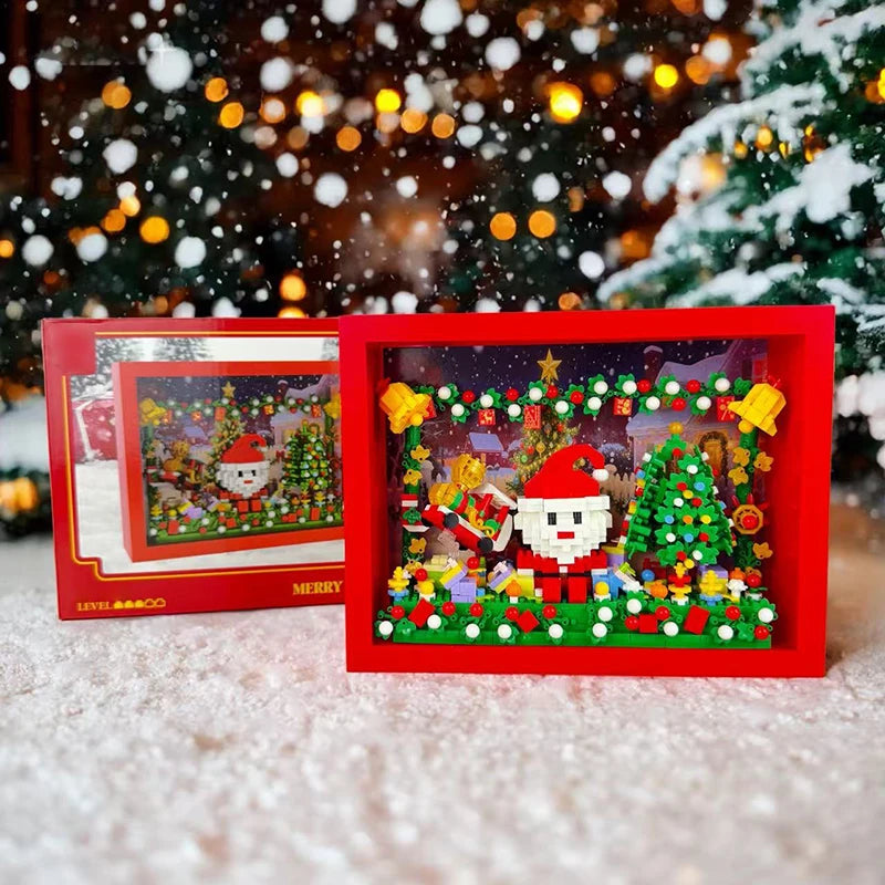 Christmas Retro Tv Building Blocks Assembly Building Blocks Xmas Gift Mini Bricks Diy Assembly Educational Toys Plastic Model