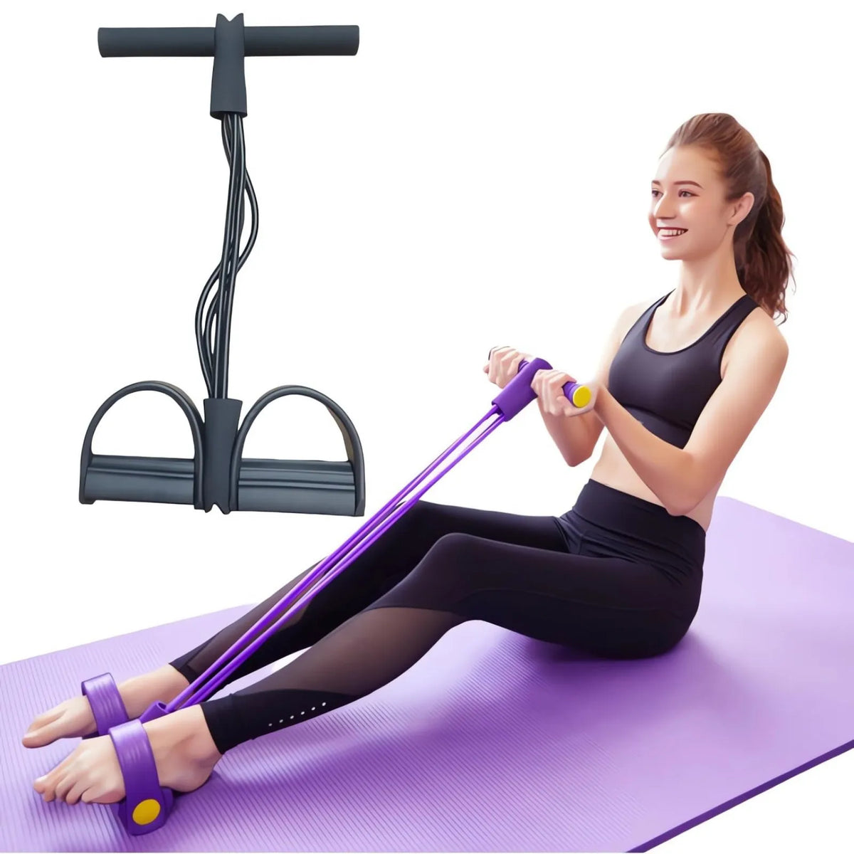 Four-Tube Pedal Tensioner Multi-Functional Household Fitness Equipment Yoga Abdominal Strengthening Elastic Band Tension Rope