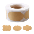 A roll of 500 kraft paper adhesive paper stickers with scalloped edges and white backing for christmas decorations and crafts