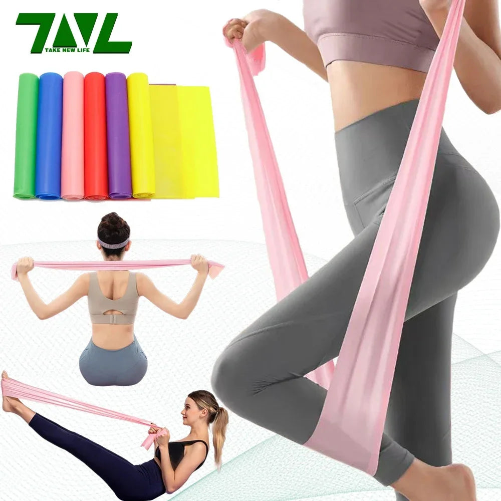 Length 200cm Yoga Pilates Stretch Resistance Band For Gym Fitness Exercise Band Training Elastic Rubber