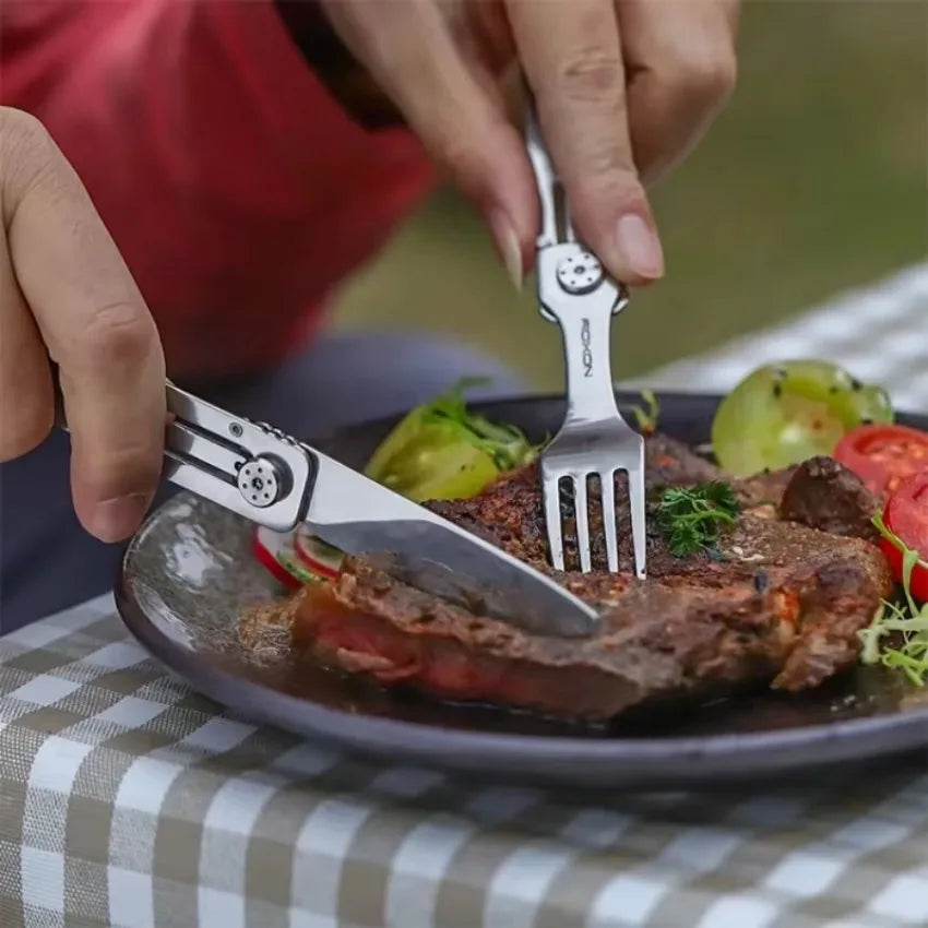3-in-1 Tableware Knife and Fork Spoon Set Outdoor Stainless Steel Camping Field Portable Multifunctional Dinnerware Kitchen