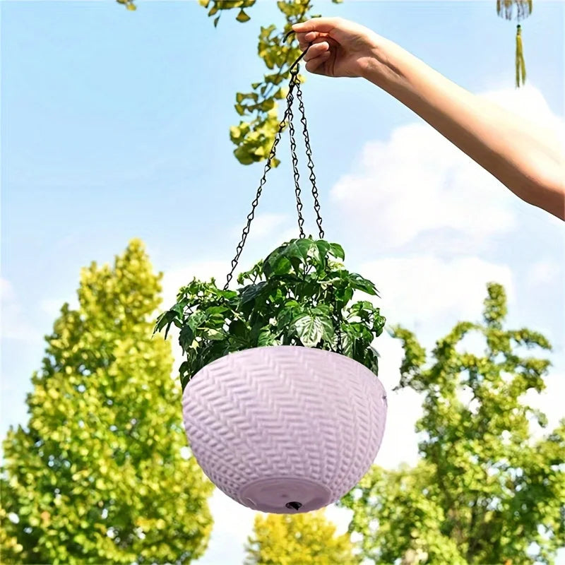 2Pcs Hanging Flower Planters, Outdoor Balcony Hanging Plant Pots for Indoor & Outdoor Green Plants