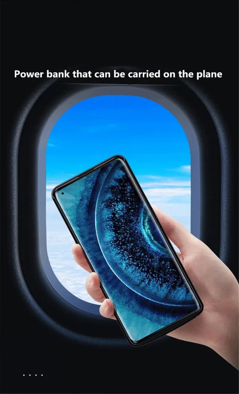抽象的なブルーの画面表示と洗練されたモダンなデザインを備えた、OPPO Find X2 Pro 用のブラックフレームのバッテリーカバー・パワーバンクケース。
