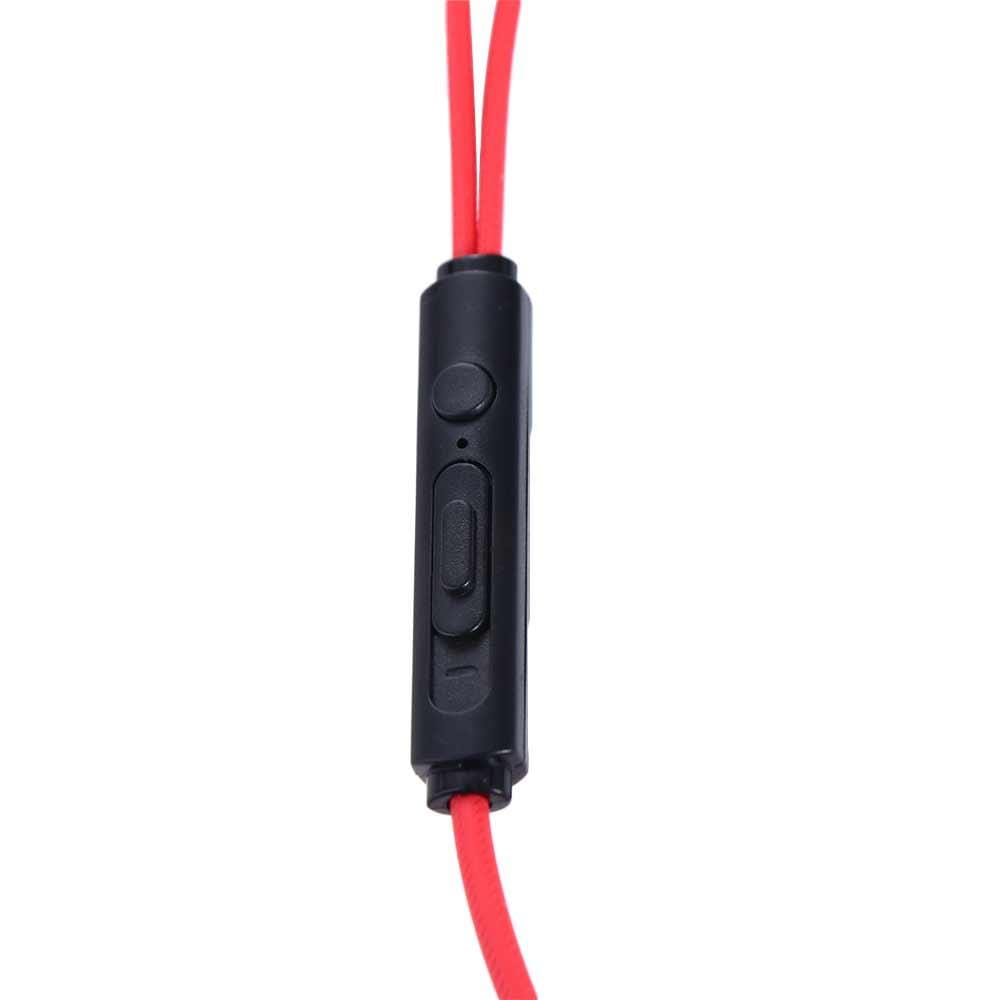 Module de commande en ligne en plastique noir avec câbles rouges pour écouteurs à double dynamique, casque stéréo filaire 3,5 mm