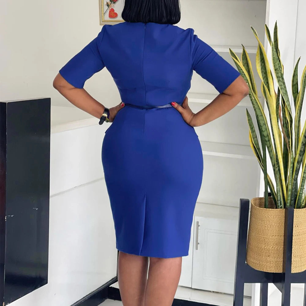 Office Dresses for Ladies 2026 Latest Summer Simple Elegant Half Sleeve Formal Church Dress Women Knee Length Pencil Peplum Dres