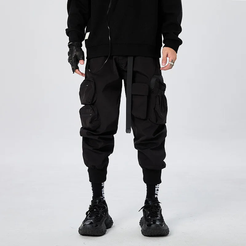 Men's Tactical Cargo Pants 2025 New Streetwear Joggers with Multi-Pockets Black Utility Work Pants Elastic Waist Casual Trousers