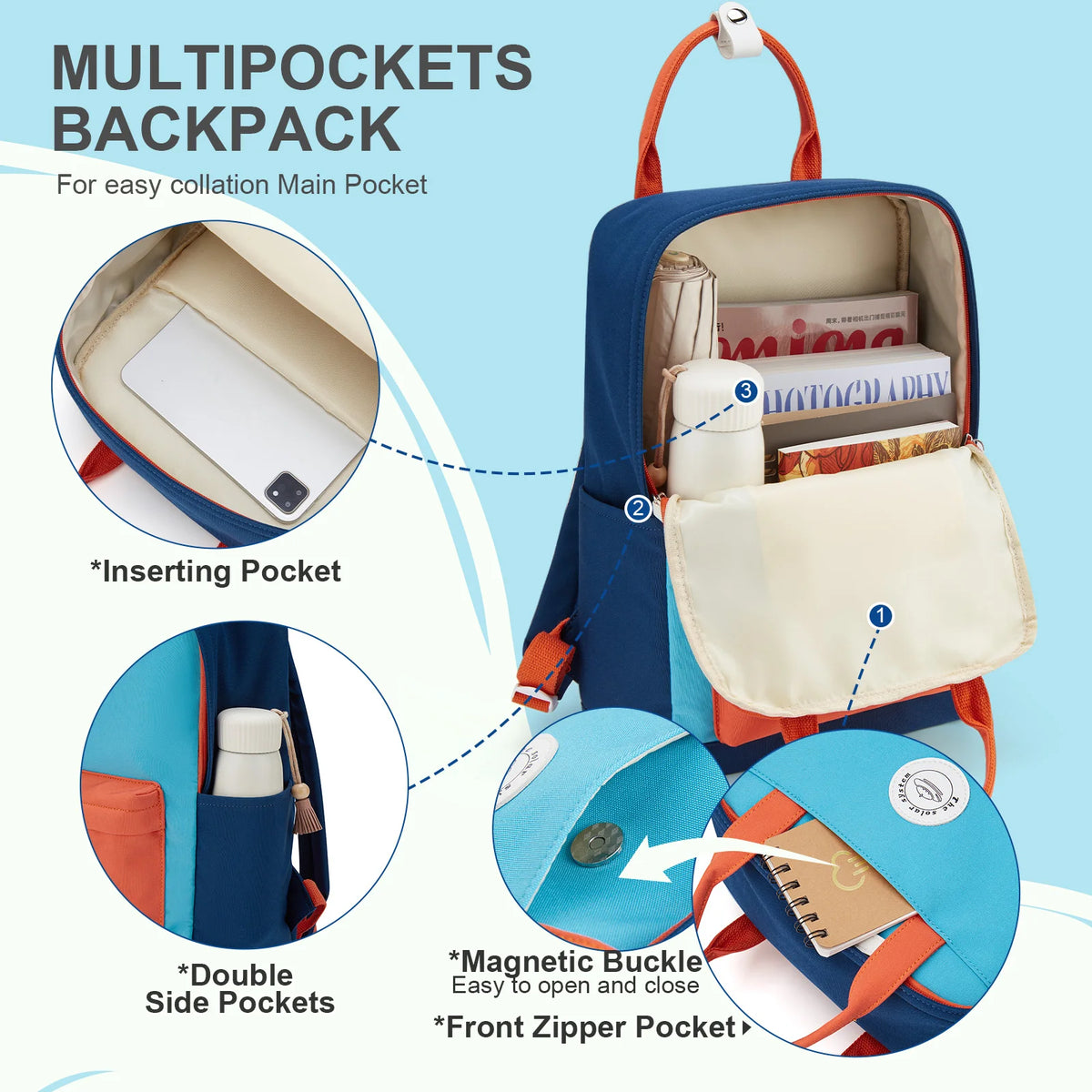 Kids Backpack for School Cute Backpack for Teens Girls Boys Student Bookbag, Commuter Casual Daypacks for Women College Backpack