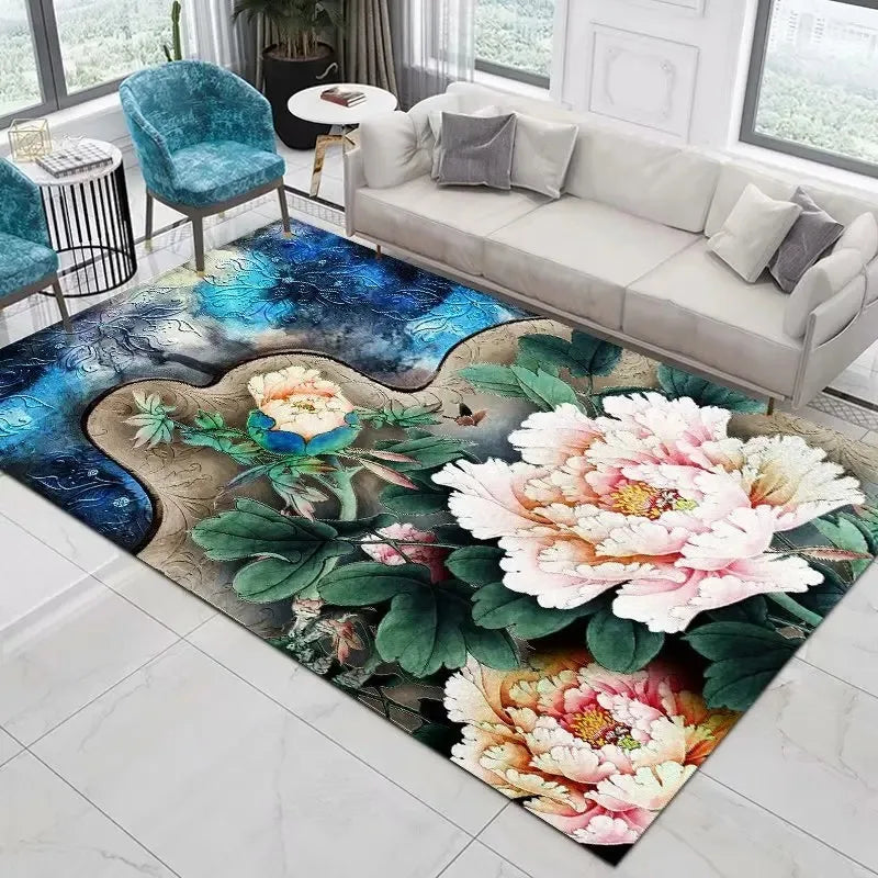 Red Rose Rugs for Living Room Romantic Flower Carpet Soft Floor Mat Floral Rugs for Bedroom Valentine's Day Decorative Area Mats