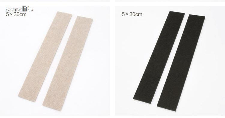 beige und schwarze Filz-Möbelgleiter mit selbstklebenden Streifen, 5 x 30 cm, mit 5 mm Dicke zum Fußbodenschutz