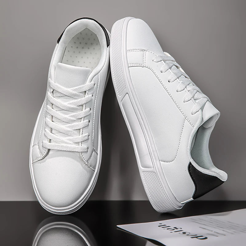 Casual Sneakers for Men and Women, Pu Leather Surface, Lightweight, Versatile, Large Size, White Casual Sports Shoes