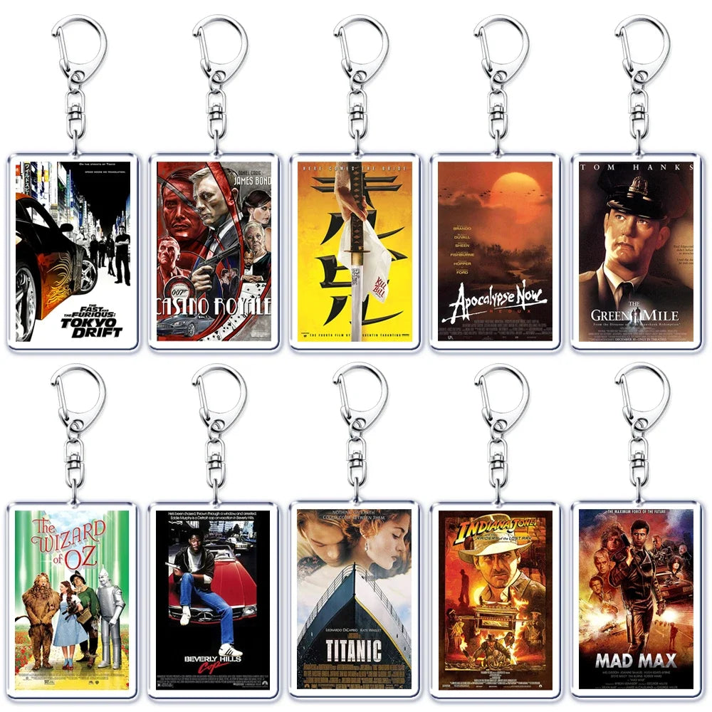 Popular Classic Movies Keychains for Accessories Bag TitanicThe Fast and Furious Pendant Key Chains Keyrings Jewelry Fans Gifts
