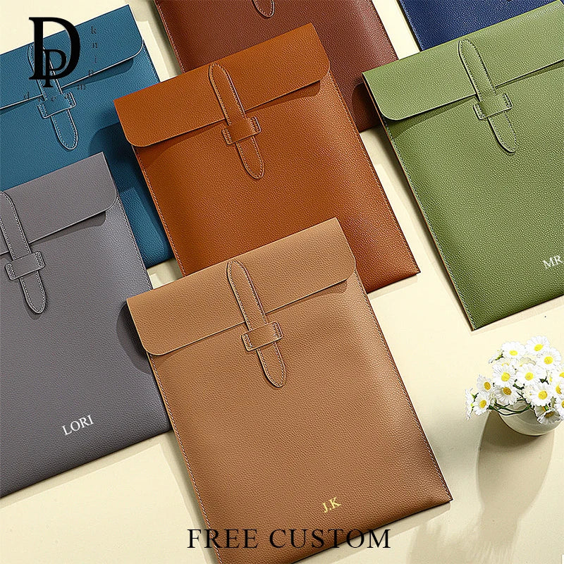 Business Office Leather Personalized Document Bag A4 Paper 13 Inch Laptop Bag Custom Name Luxury Wholesale Versatile Storage Bag