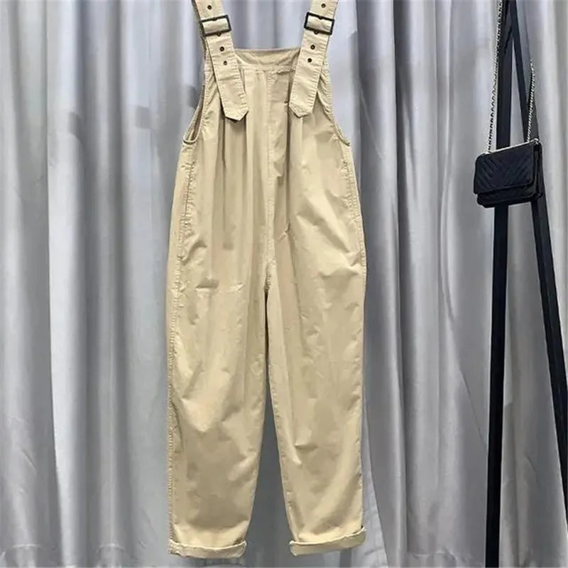 Womens Sleeveless Dungarees Rompers Cotton Jumpsuit Loose Shoulder Strap Pants Ladies Summer Casual Overalls Playsuits