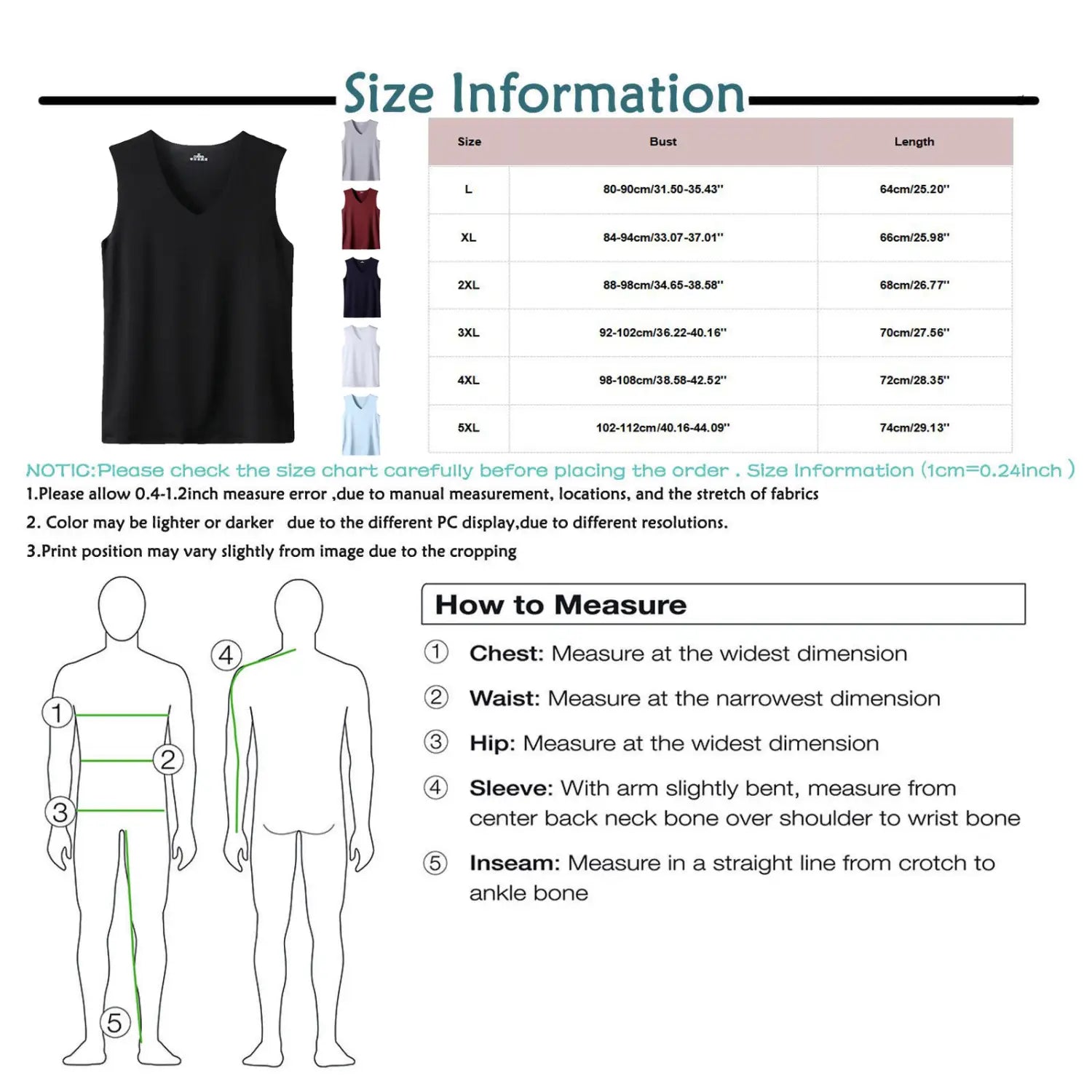 black sleeveless ice silk v-neck tank top for men displayed in various sizes and colors including gray, maroon, navy blue, white, and light blue.