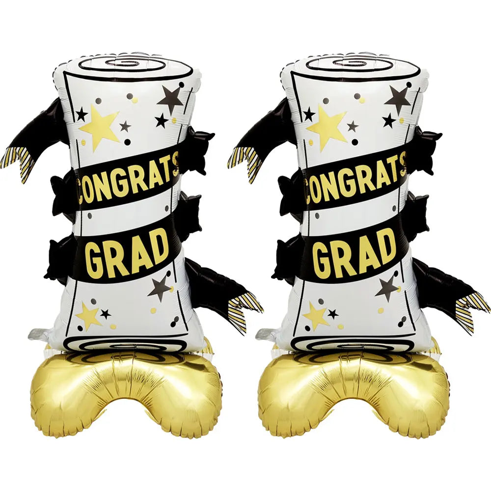 2-Pack Graduation Balloon Set, Aluminum Foil Balloons with Standing Graduation Cap, Standing Star and Diploma, 3D Balloons, Standing Balloons for Graduation Season Decoration, Graduation Gifts, Graduation Party Decorations, G