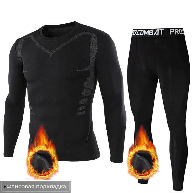 Men's Thermal Underwear Set: Fleece - Lined, Quick - Dry, Ideal for Fall/Winter Sports, Outdoor Activities and Fitness